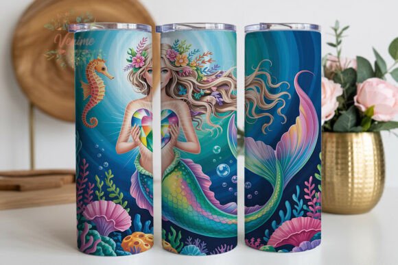 Download Mermaid Gemstone Heart Skinny Tumbler - Premium Resources
