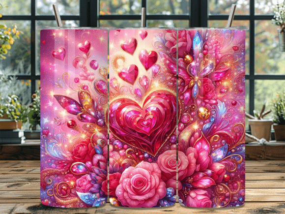 Download Floral Gemstone Heart Design Tumbler - Premium Resources