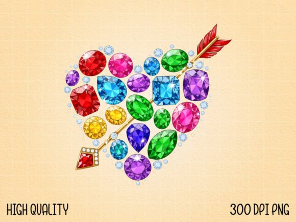 Download Luxury Gemstone Heart with Arrow PNG - Premium Resources