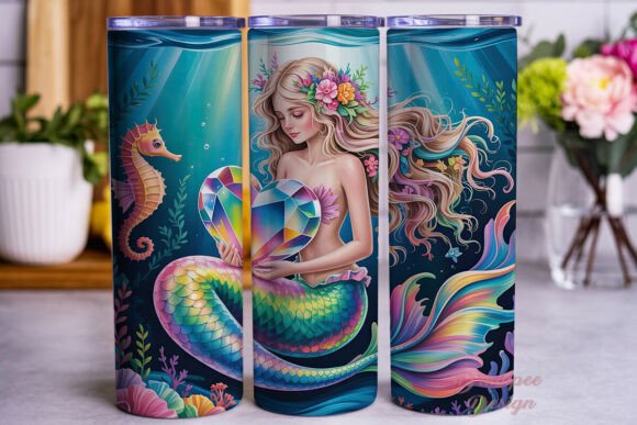 Download Mermaid Gemstone Heart Skinny Tumbler - Gemstone heart Collection