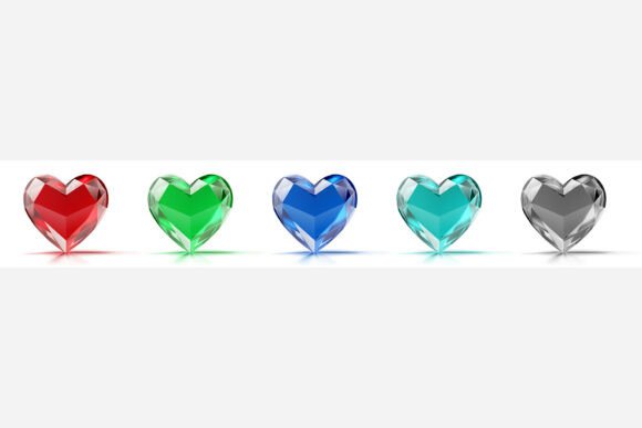 Download Colorful Gemstone Hearts in a Row. - Gemstone heart Collection