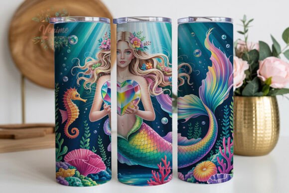 Download Mermaid Gemstone Heart Skinny Tumbler - Premium Resources