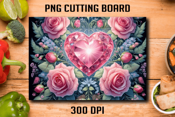 Download Gemstone Heart Rose Cutting Board - Premium Bundle