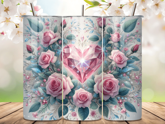 Download Gemstone Heart Rose Tumbler Wrap - Premium Bundle